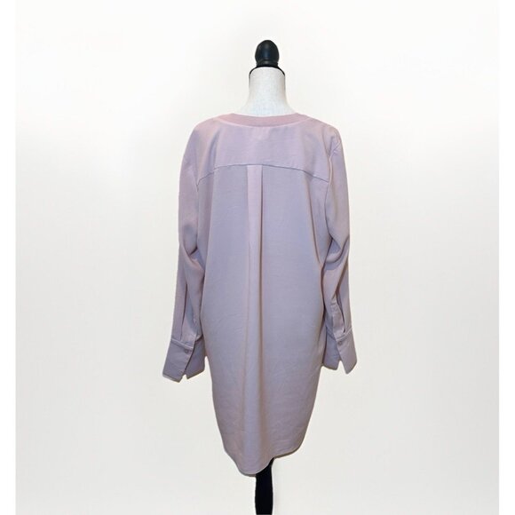 Nordstrom Top Women’s Large Pink Long Sleeve High Low V-Neck Top - Picture 2 of 12